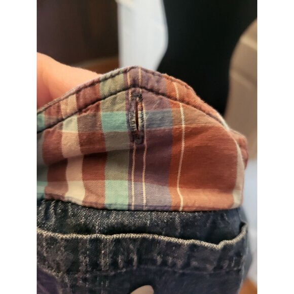 Vintage 90s Levi Strauss Denim Button Up Shirt Plaid XL Western Retro Cottage - Picture 7 of 8